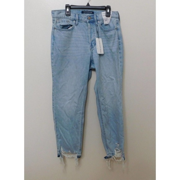 JR484 Calvin Klein Jeans Cotton Ocean Ripped Straight-Leg Jeans Size 30 - Picture 1 of 2